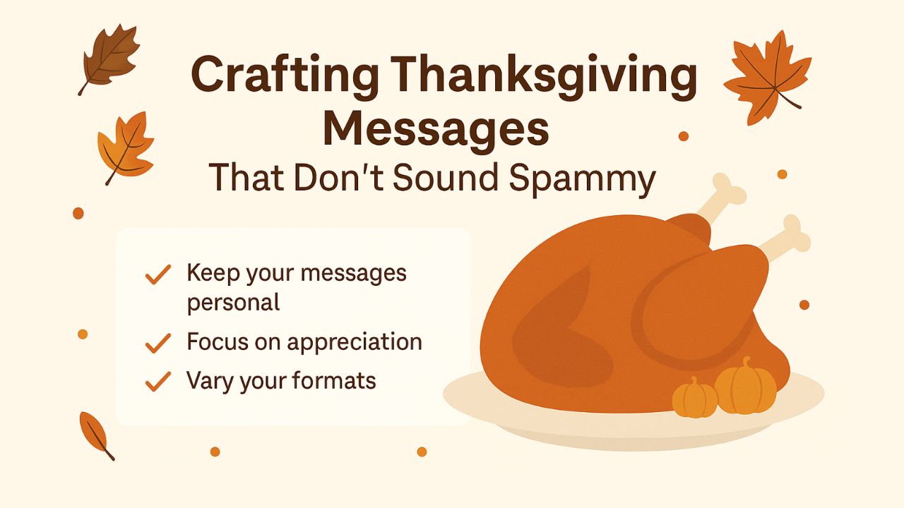 Thanksgiving business blog banner with fall colors, pumpkins, thank-you message, and icons for customer and team appreciation